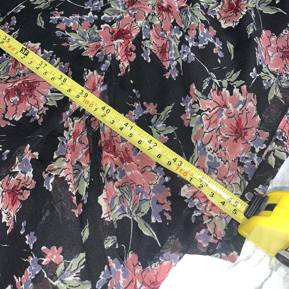 Motherhood Black Red Floral Maxi Dress Stretch Size L Baby Shower Nursing Dress - Picture 9 of 10